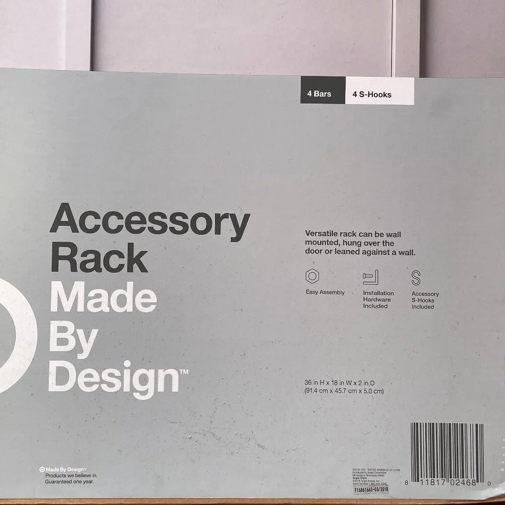 NWT in the box Versatile hung over the door wall mount accessorie rack